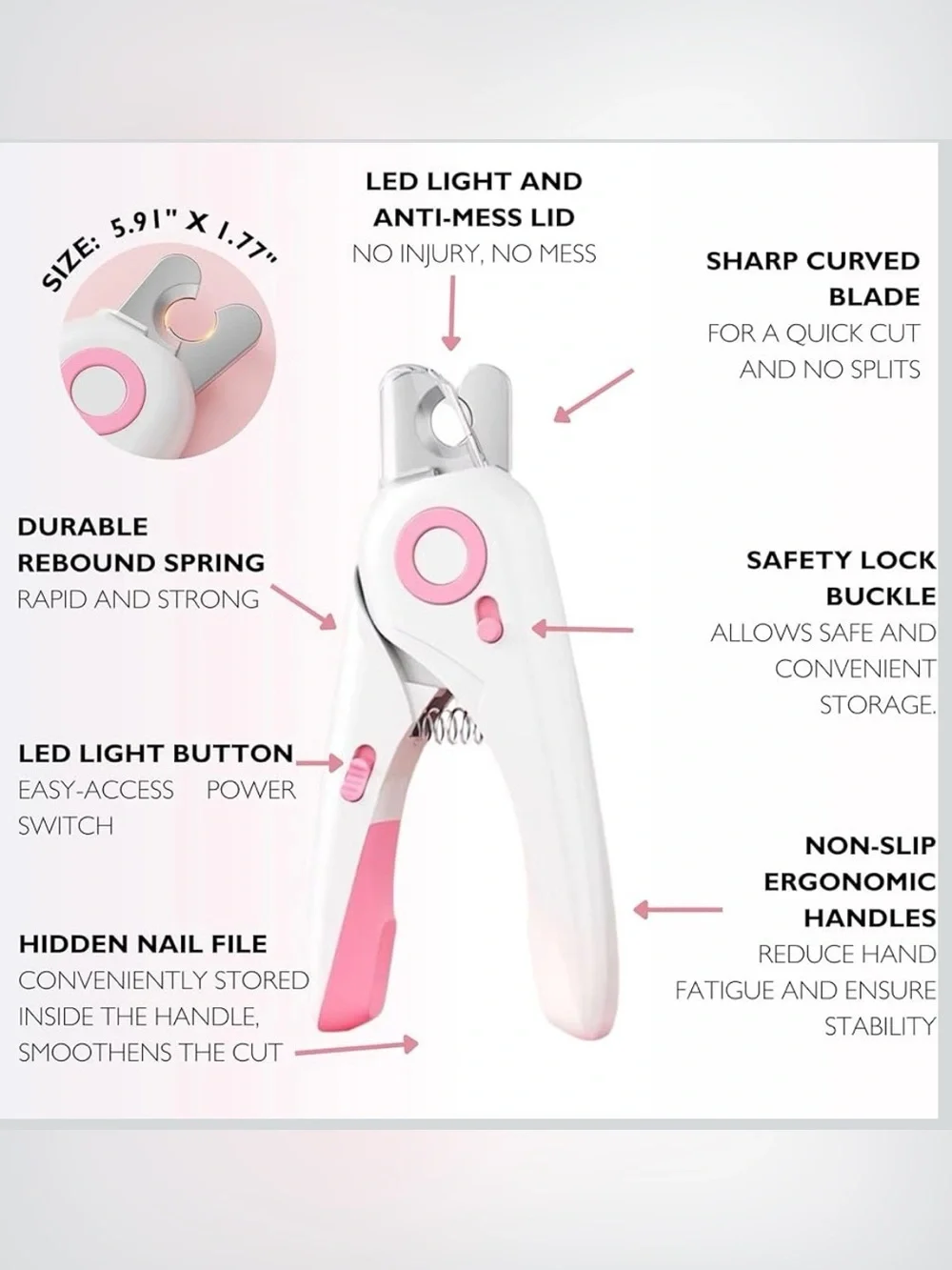 White & pink Pet Nail Clippers - Durable Precision Trimmer